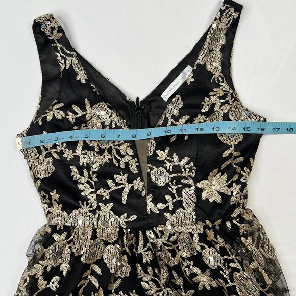 Altar'd State Donella Sequin Mini Dress Black Gold Floral Fit & Flare XS - Picture 9 of 16
